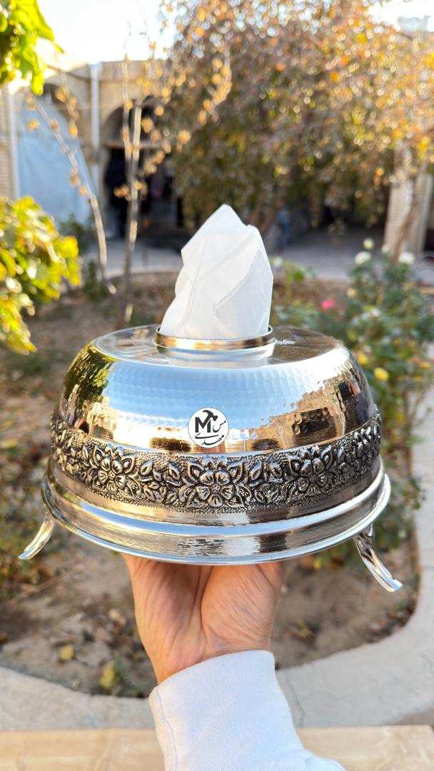 جادستمالی مسی کروم گلدار گرد