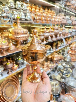 قندان مسی لاله پایه دار 