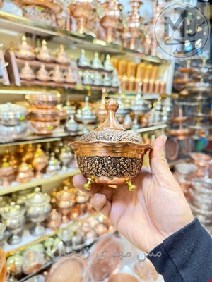 قندان مسی گلبرگی 3 پایه لاله 