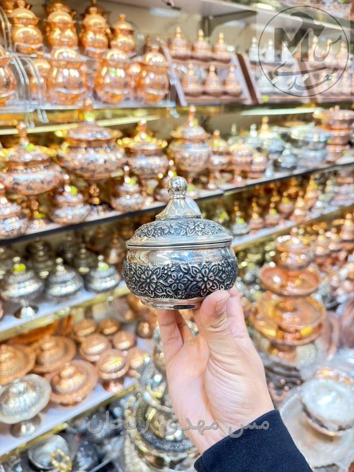 قندان مسی گلبرگی توپی کروم 