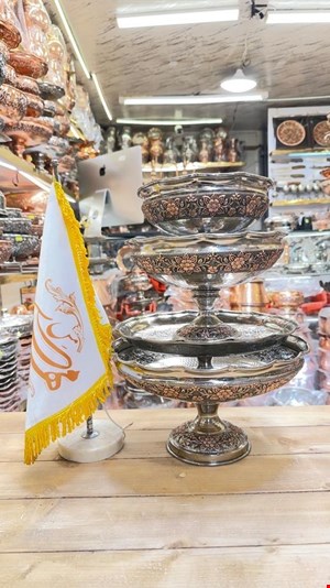 ست پذیرایی مسی 4 پارچه الماس 