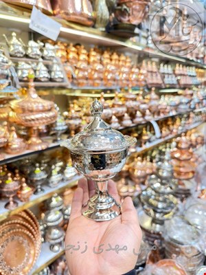 قندان مسی لاله کروم چکشی 