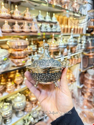 قندان مسی لاله کروم 3 پایه 