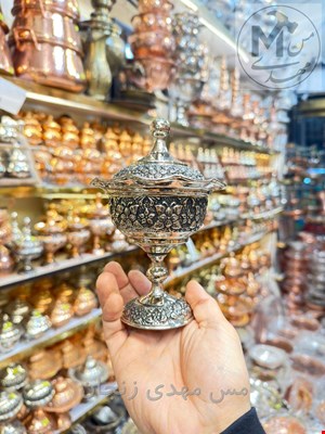 قندان مسی گلبرگی لاله پایه دار کروم 