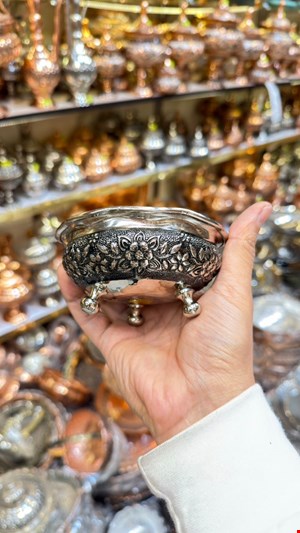 پیاله مسی گلبرگ 3 پایه کروم 6تایی