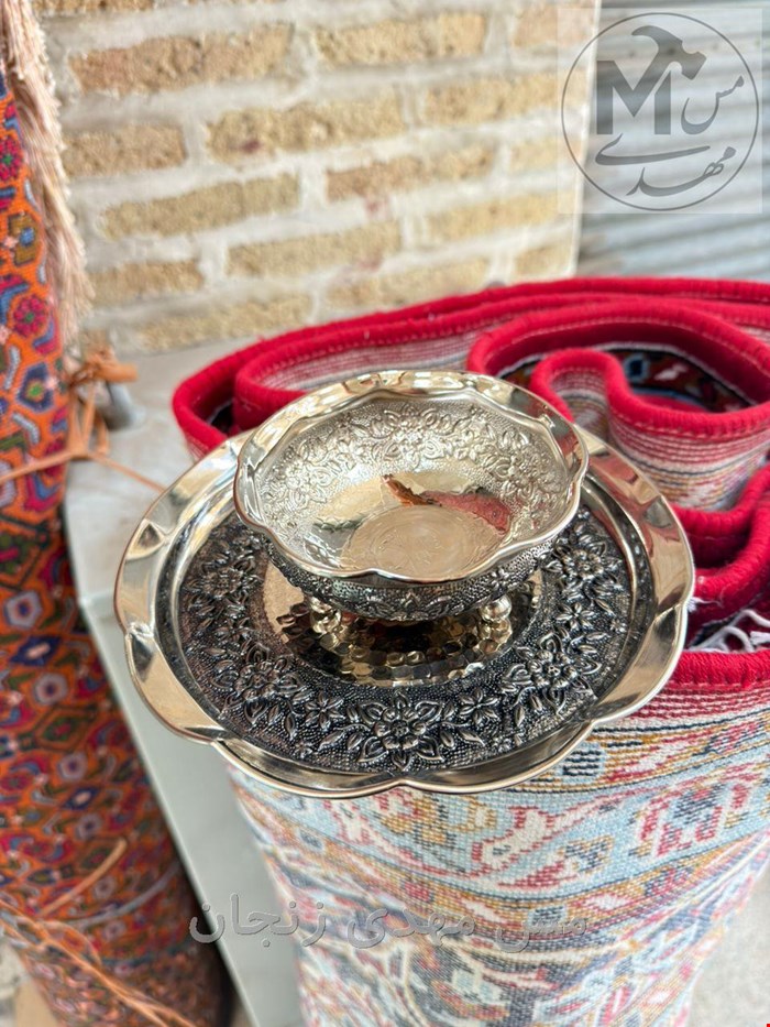 پیش دستی مسی گلبرگی کروم 